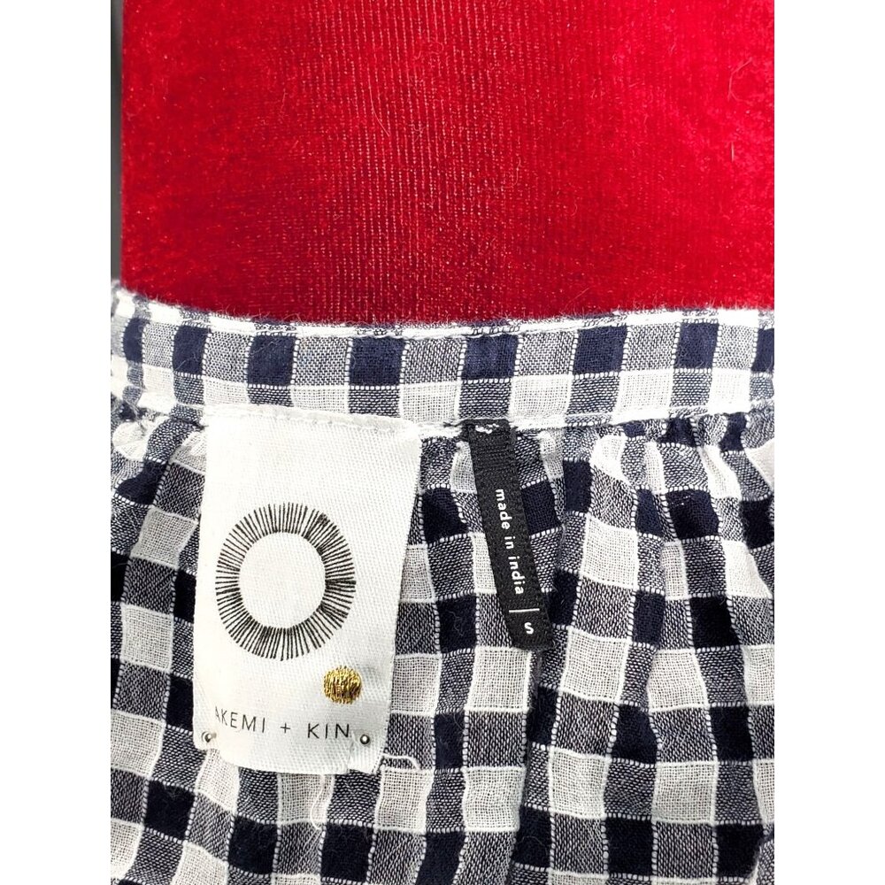 Anthropologies Akemi+Kin Women’s Black White Presley Gingham Eyelet Top Sz S 969 - Picture 7 of 10